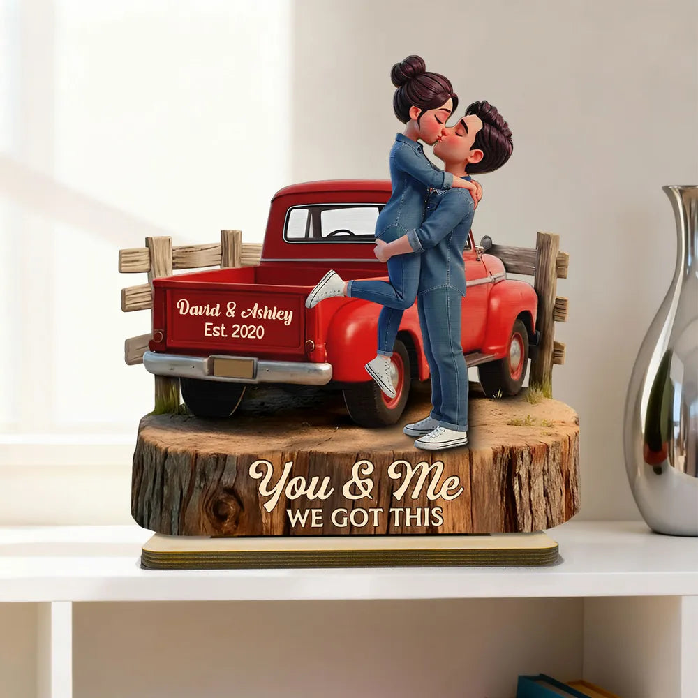 Personalized Couple Figurine Romantic Gift for Anniversary - Custom Names & Date Plaque MagicInPrints