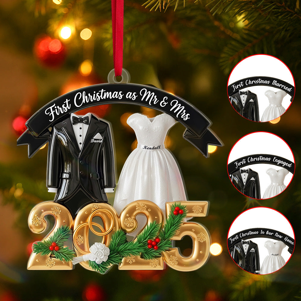 "First Christmas as Mr & Mrs" - Personalized Acrylic Ornament for Couples Ornament MagicInPrints