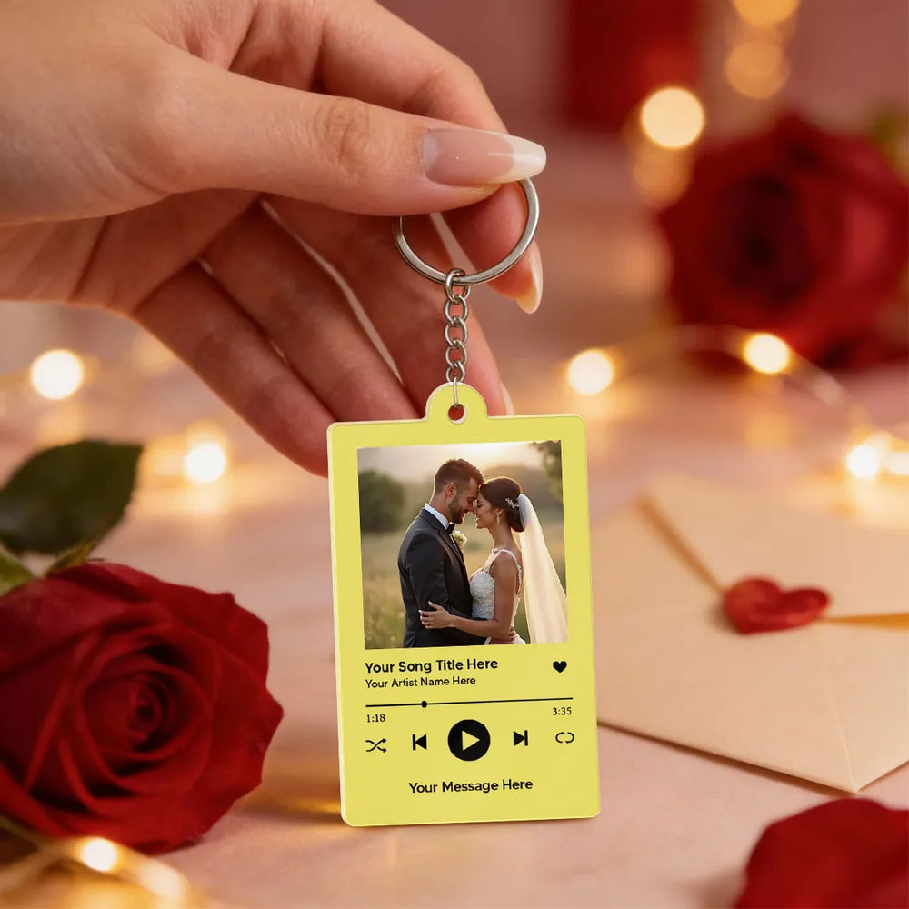 Custom Music Plaque Keychain for Couples with QR Code - Wedding Gift Keychain MagicInPrints