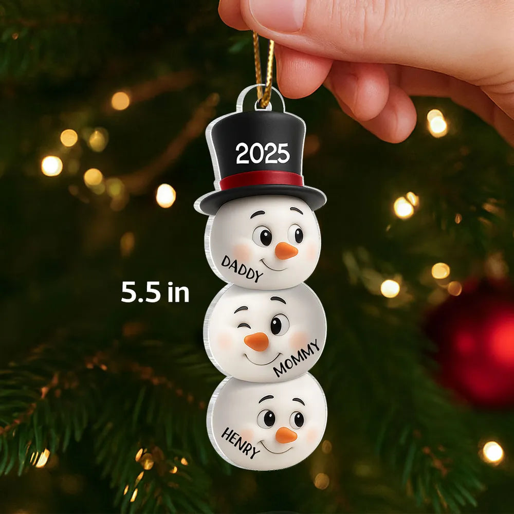 Personalized Snowman Family Christmas Ornaments 2025 - Holiday Tree Decoration Ornament MagicInPrints