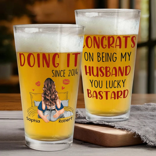 Personalized Funny Beer Glass Set for Couples - Anniversary Gift Cup MagicInPrints