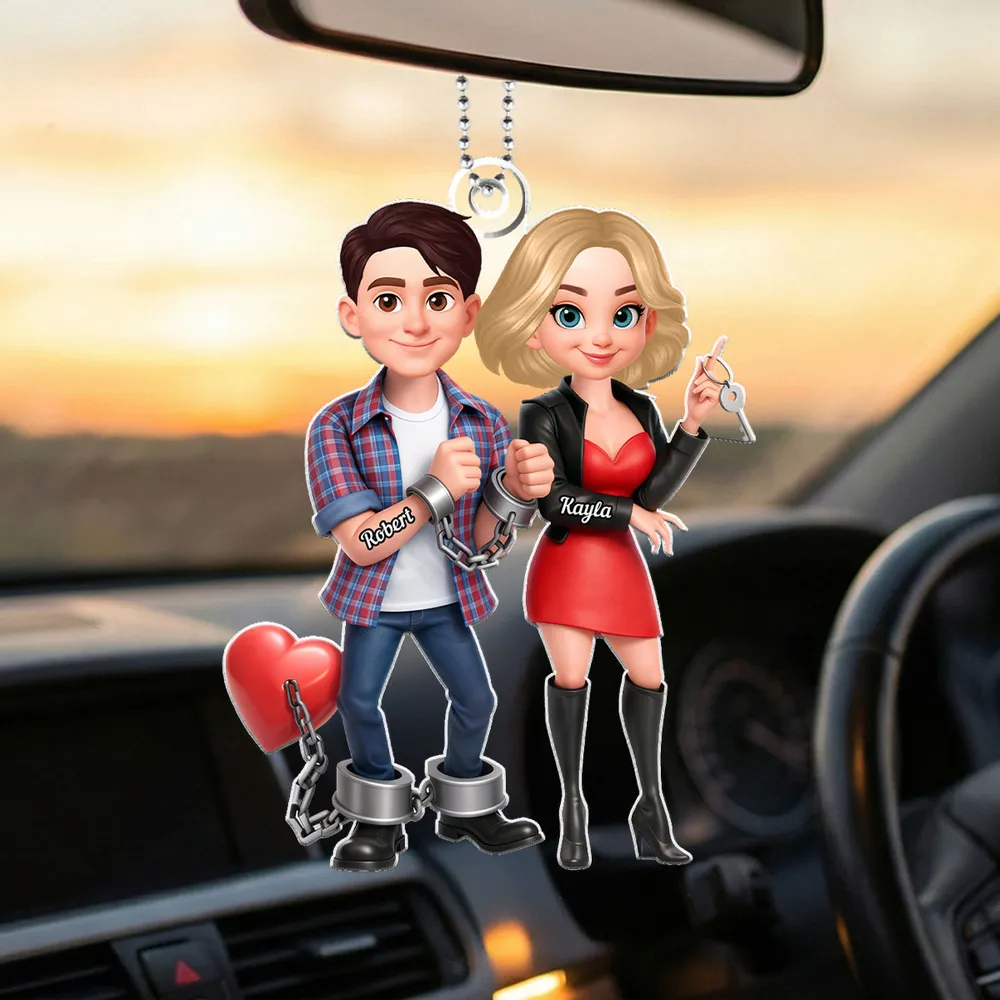 Custom Couple Car Ornament for Lovers - Romantic Gift Car Hanger MagicInPrints