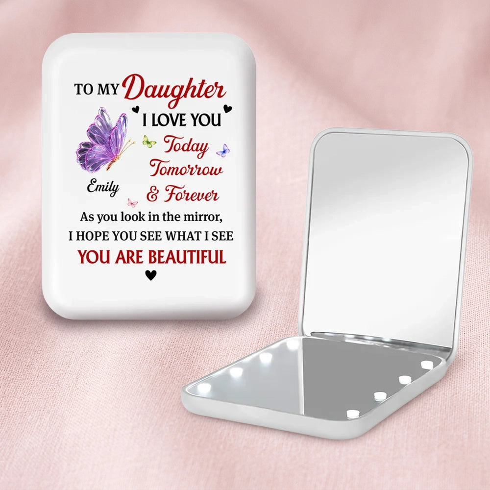 Personalized Compact Mirror for Daughter - Sentimental Gift with Loving Message Beauty Tools MagicInPrints