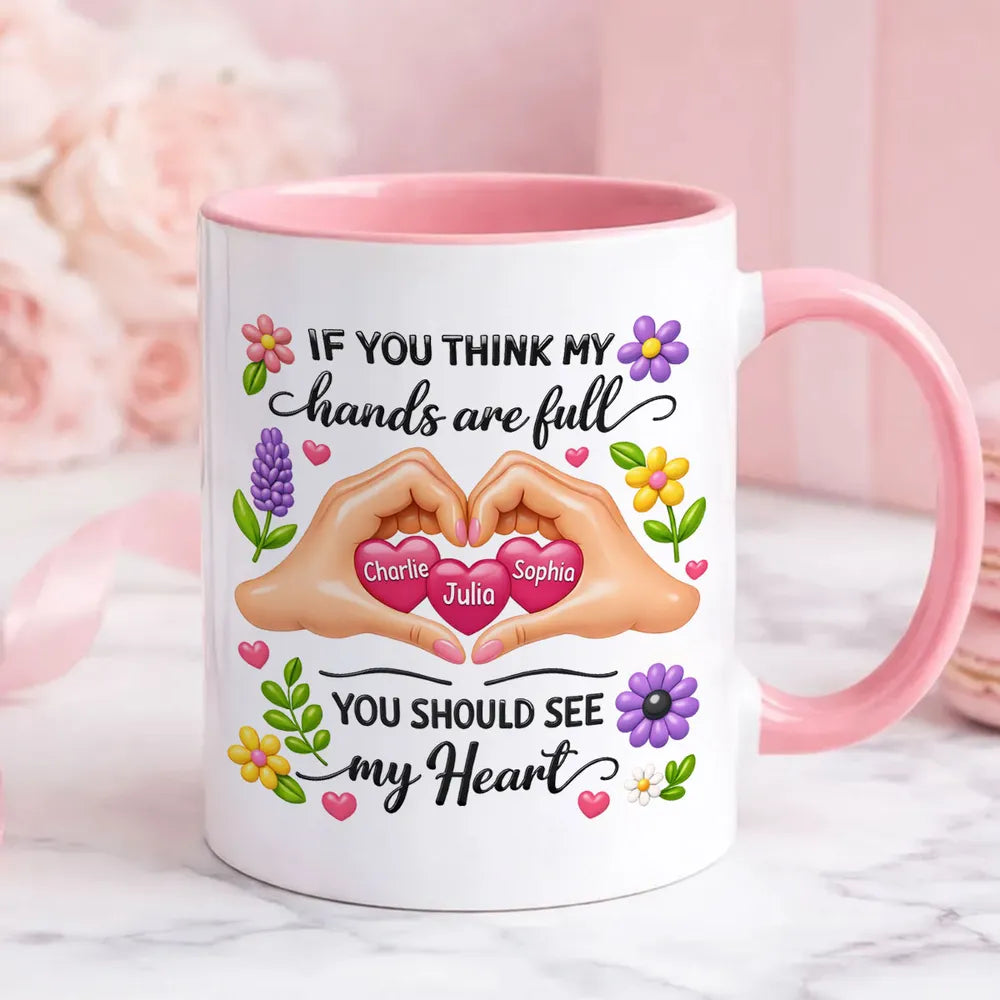 Personalized Heart Hands Mug for Parents - Sentimental Gift Cup MagicInPrints