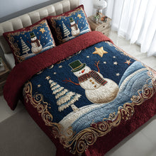 Load image into Gallery viewer, Embrace the Magic of Winter – Personalized Quilted Bedding Set – Gift for Snowman Lovers Quilted Bedding Set V2 MagicInPrints
