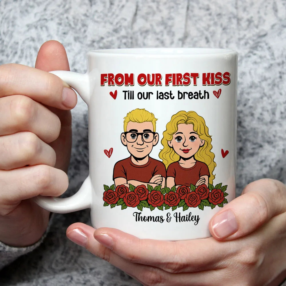 Personalized Romantic Couple Mug - From Our First Kiss - Anniversary Gift Cup MagicInPrints