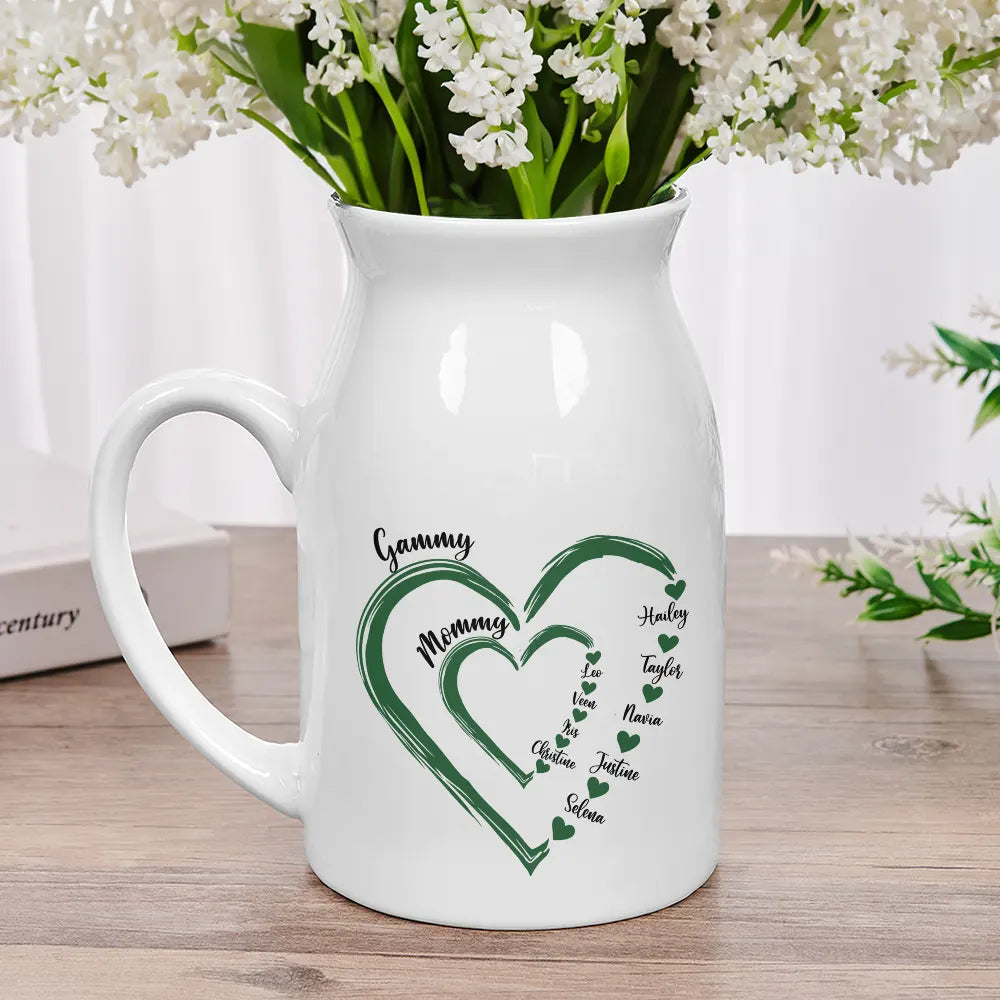 Personalized Ceramic Flower Vase for Family - Heart Design with Names Vase MagicInPrints