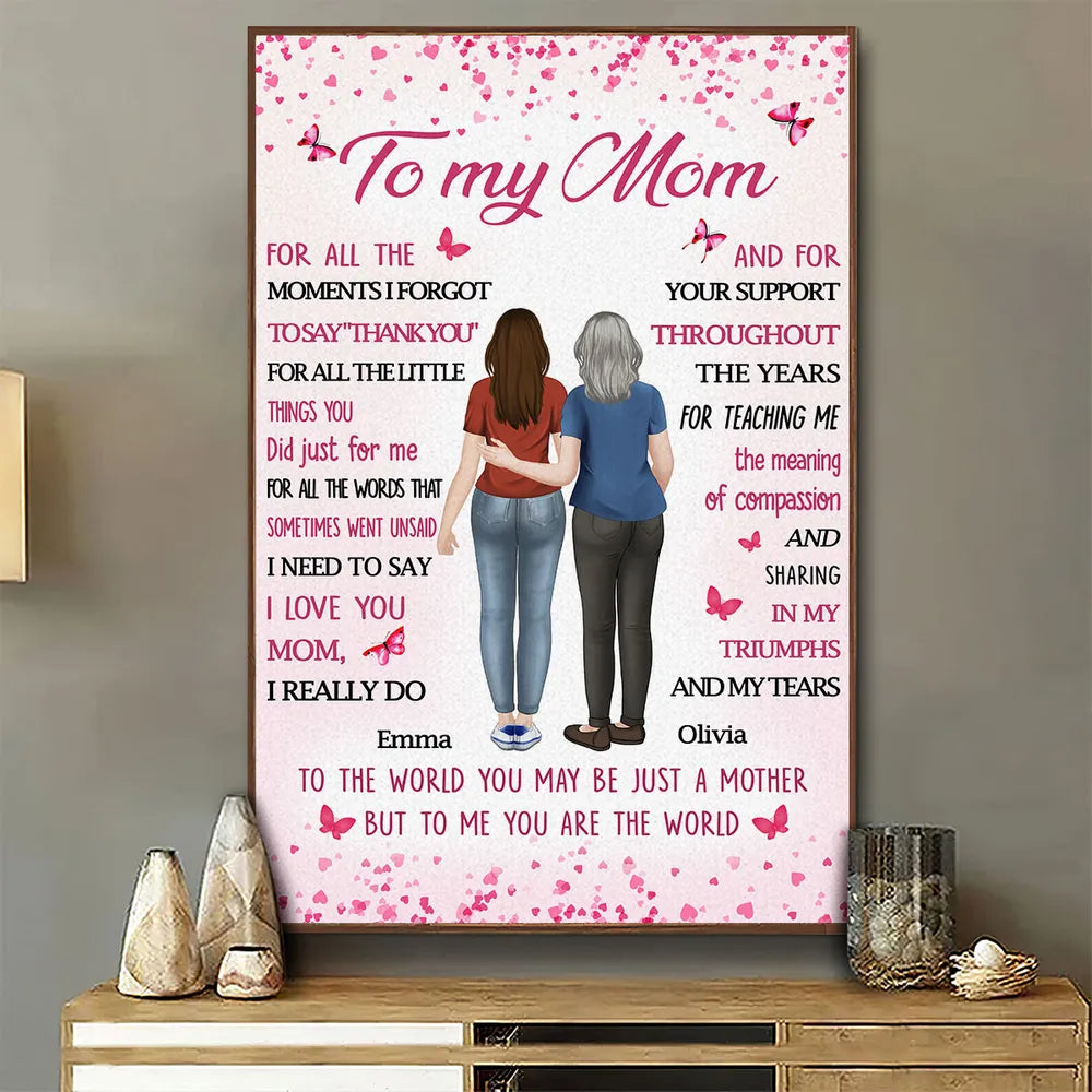 Personalized Mother-Daughter Wall Art - Sentimental Gift for Mom Poster or Canvas MagicInPrints