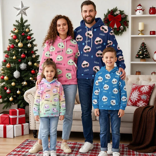 Personalized Youth Flannel Hoodie Cute Dumpling Print Gift for Kids