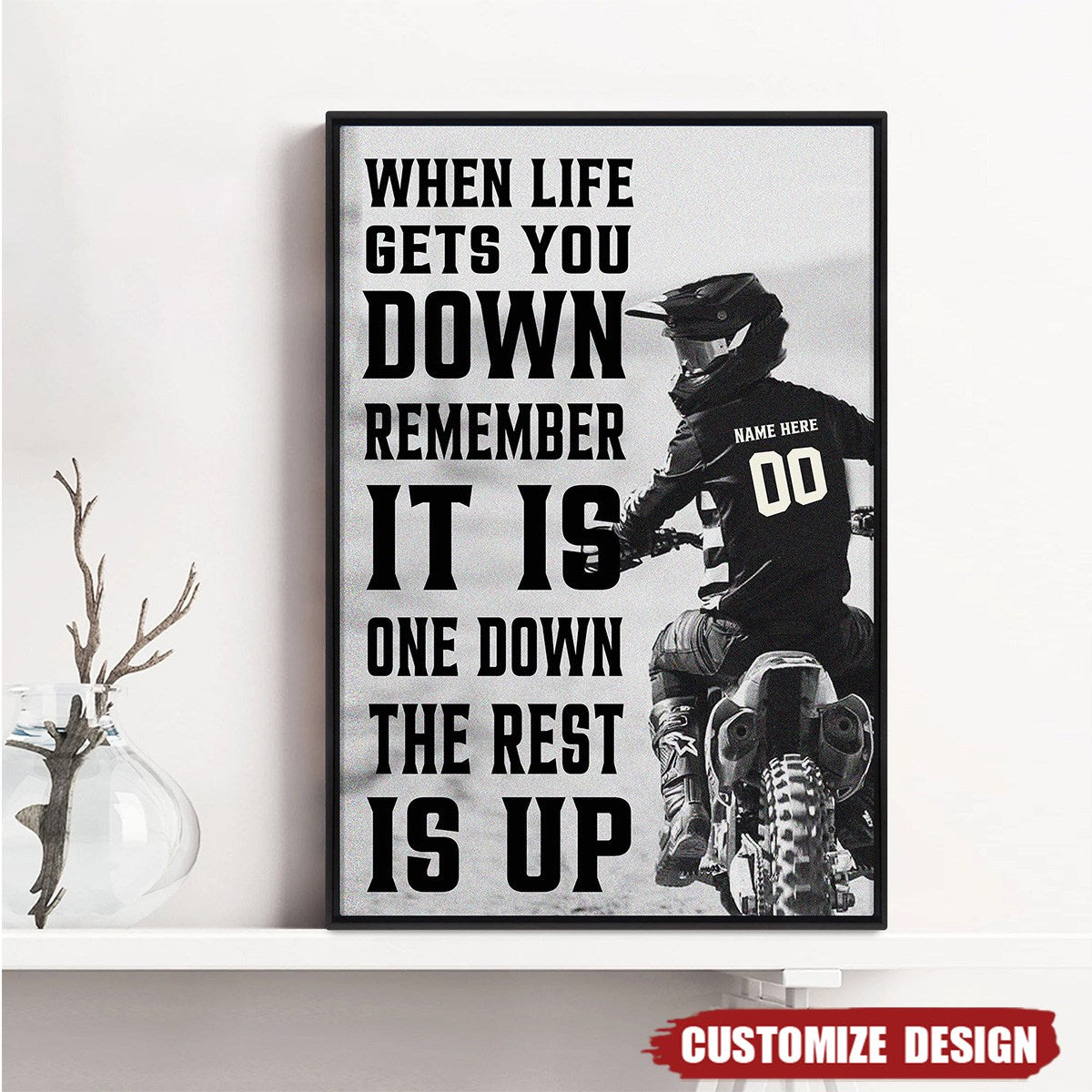 Personalized Motivational Canvas Dirt Bike Artwork Gift for Riders
