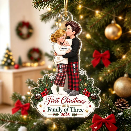 Personalized Acrylic Christmas Ornament for New Parents Gift