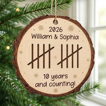 Load image into Gallery viewer, Personalized Wooden Ornament Custom Couple Gift Anniversary Rustic Snowflake
