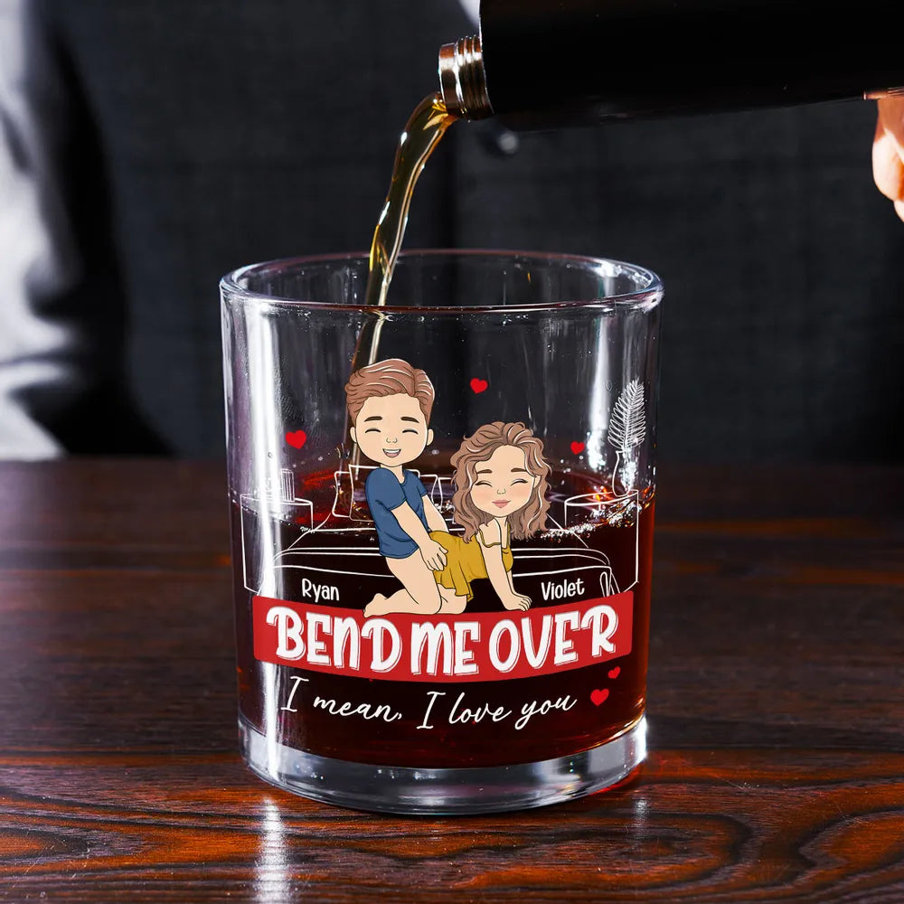 Personalized Couples Whiskey Glass Romantic Design - Anniversary Gift Cup MagicInPrints