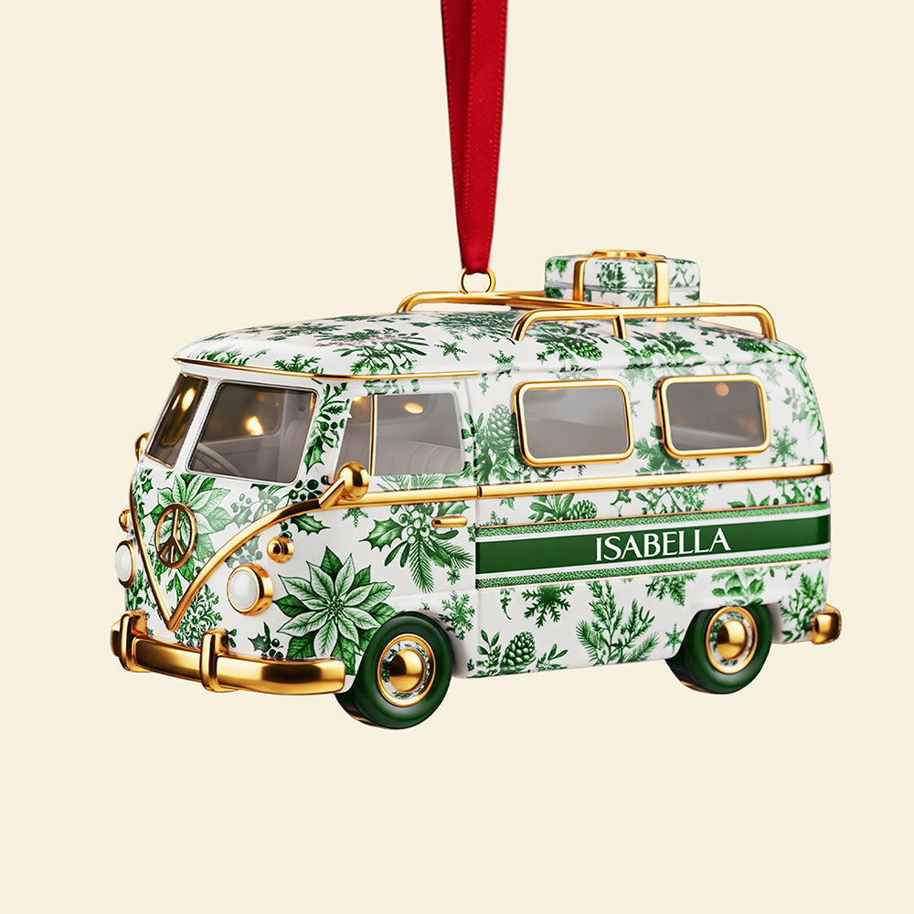Personalized Gifts For Christmas, Camper Van Toile de Jouy Custom Shape Acrylic Ornament Ornament MagicInPrints