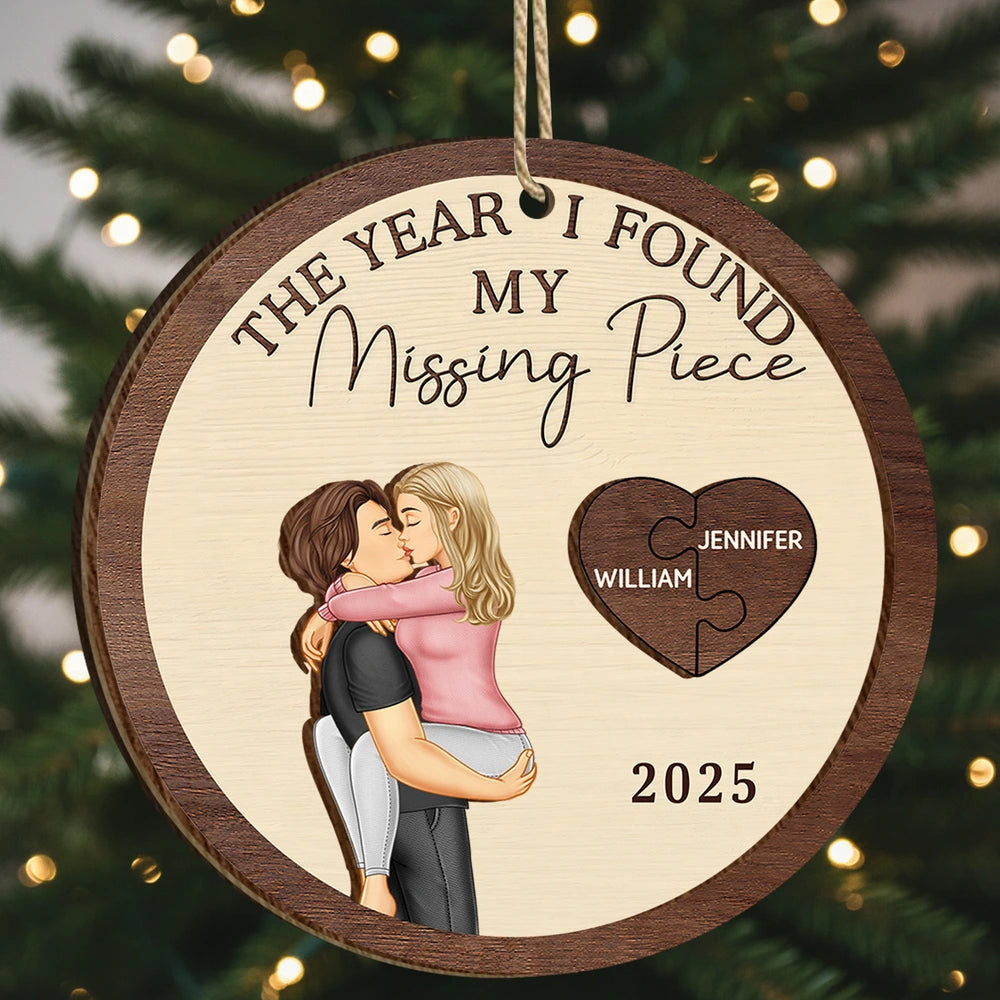 Personalized Couple Ornament for Partners with Puzzle Heart Design - Romantic Keepsake for 2025 Ornament MagicInPrints