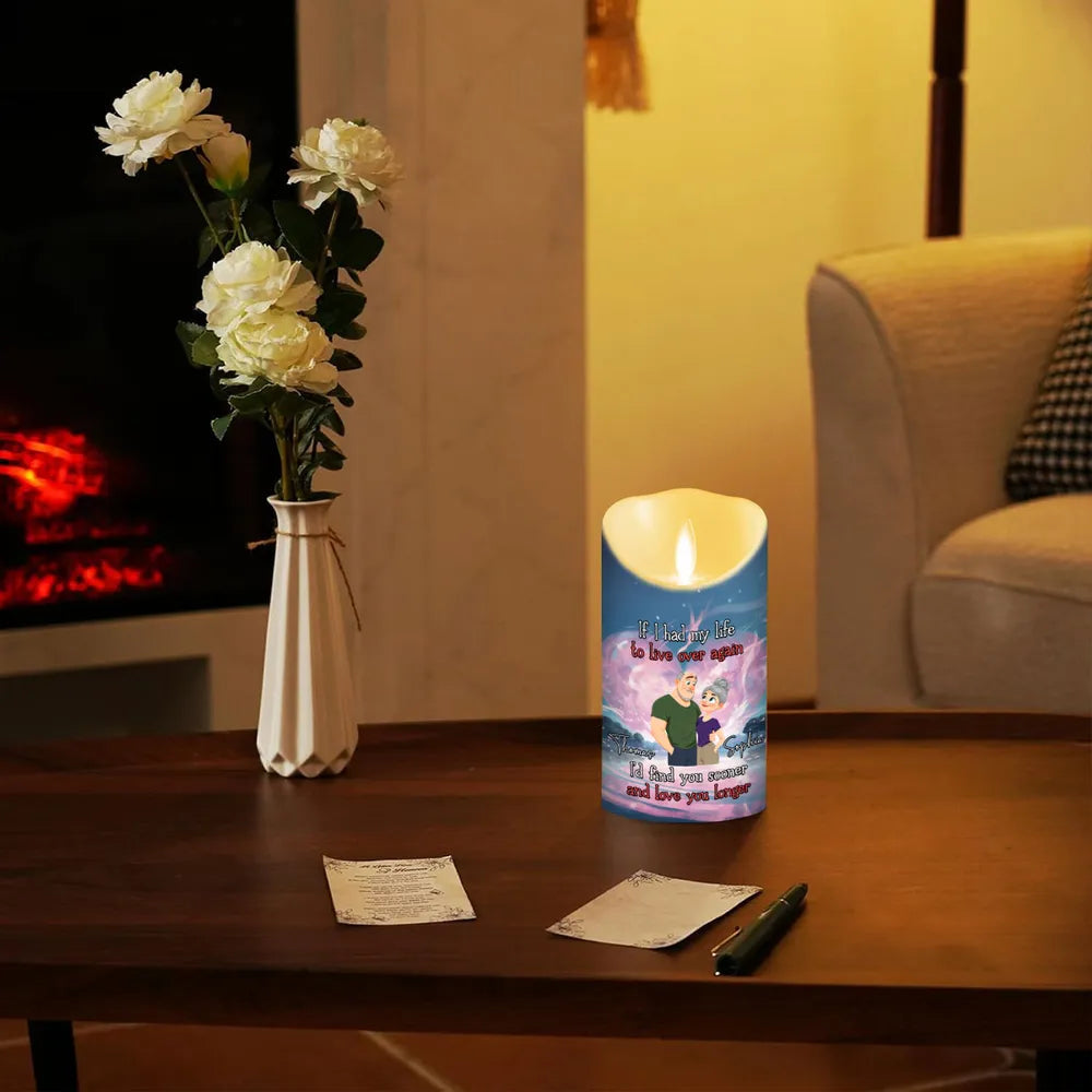 Personalized LED Candle for Couples with Romantic Message - Perfect Anniversary Gift Lamp MagicInPrints