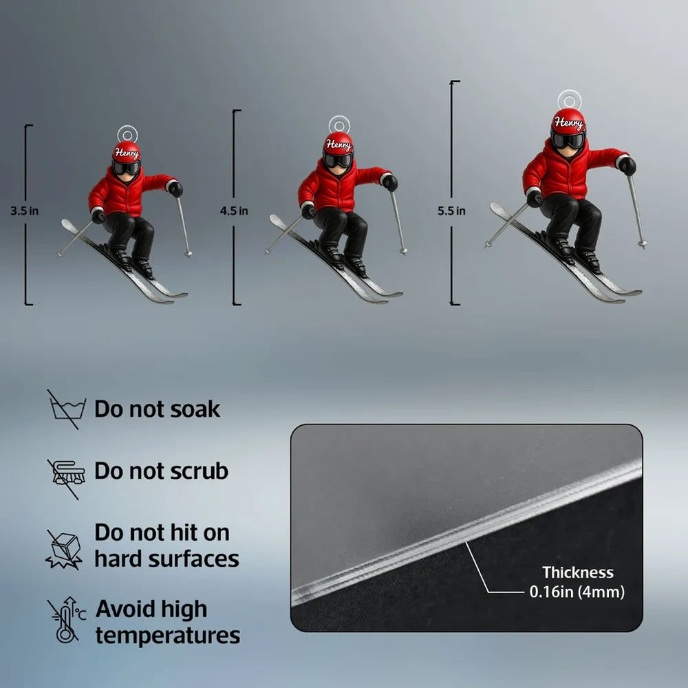 Personalized Skiing Ornament for Winter Sports Enthusiasts - Holiday Decor Ornament MagicInPrints