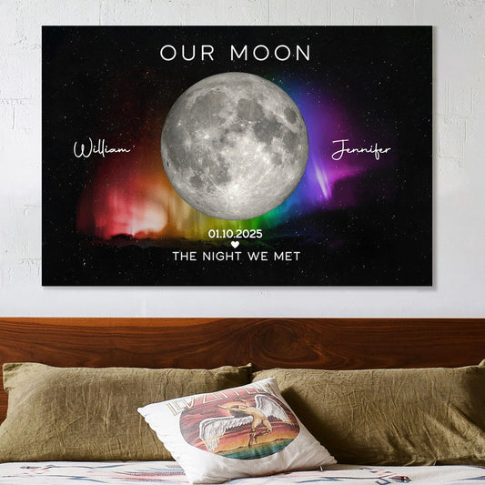 Personalized Moon Phase Canvas Print for Couples - Anniversary Gift Poster or Canvas MagicInPrints