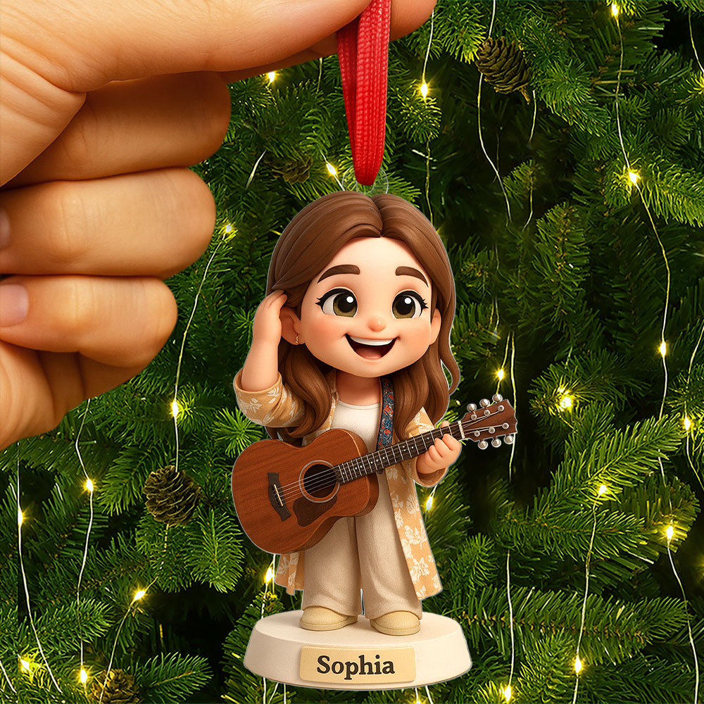 "Strum Your Heartstrings!" - Custom Guitarist Ornament - Personalized Gifts for Music Lovers Ornament PopCulturePrints