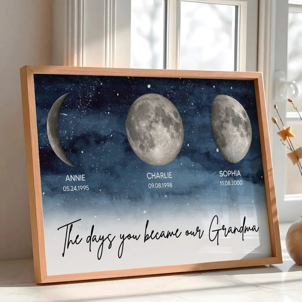 Personalized Moon Phase Wall Art for Grandma - Sentimental Gift Poster or Canvas MagicInPrints