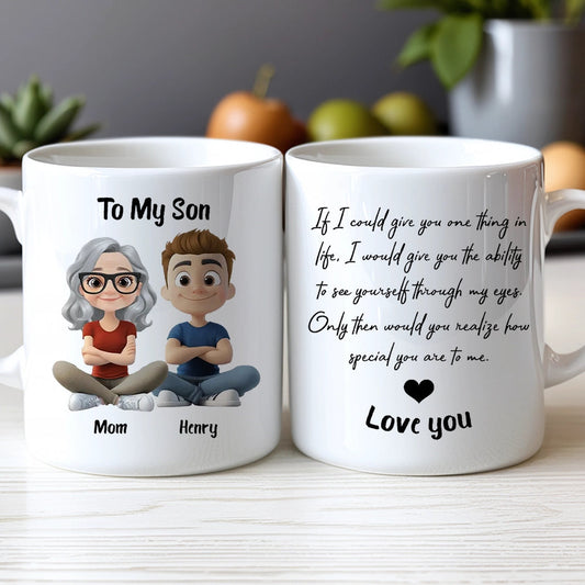 Personalized Mug for Son - Cartoon Character Design with Heartfelt Message Cup MagicInPrints