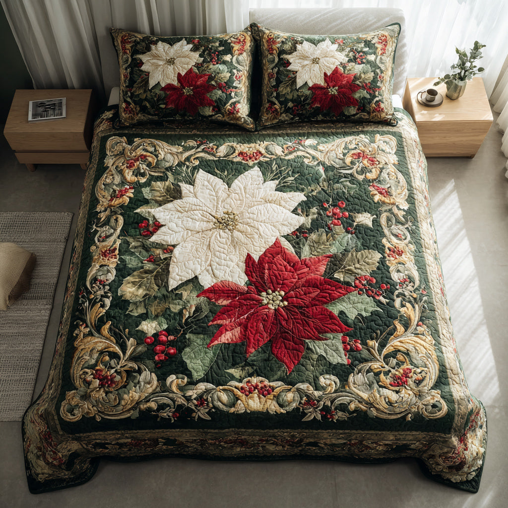 Wrap Your Dreams in Warmth – 3-Piece Quilted Bedding Set – Gift for Home Lovers Quilted Bedding Set V2 MagicInPrints