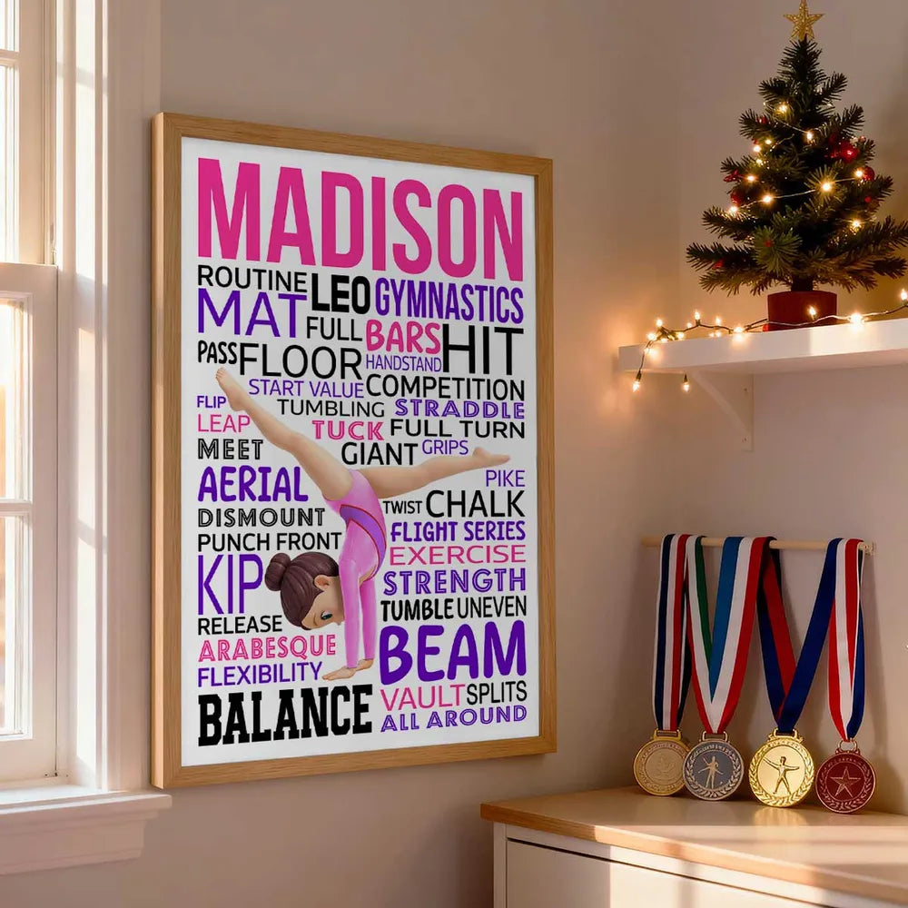 Personalized Gymnastics Word Art Poster for Kids - Custom Name Decor Poster or Canvas MagicInPrints