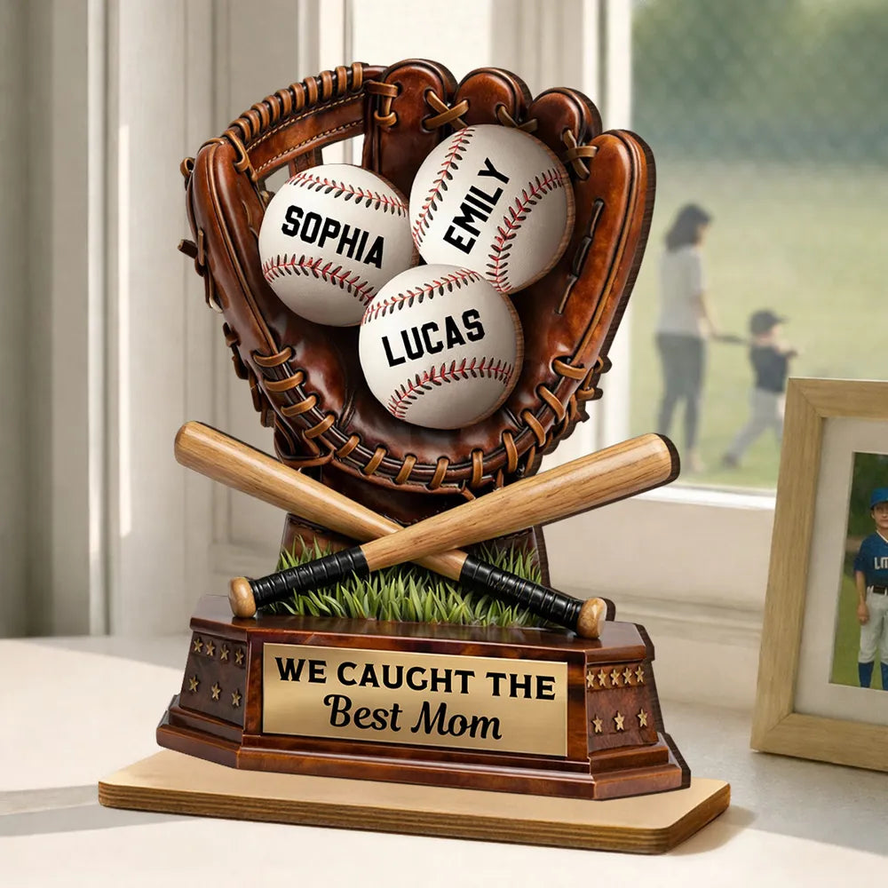 Personalized Baseball Trophy for Mom - Custom Names for Mother's Day Gift Plaque MagicInPrints