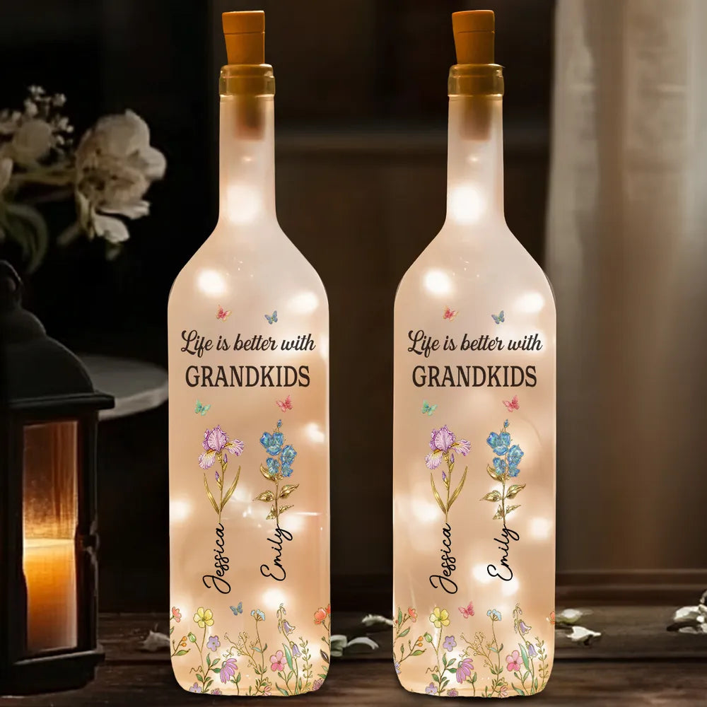 Personalized LED Wine Bottle Lamp for Grandparents - Sentimental Decor Gift Lamp MagicInPrints
