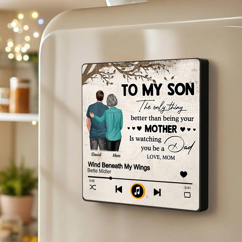 Personalized Music Plaque for Son - Sentimental Gift from Mom for Father's Day Fridge Magnet MagicInPrints