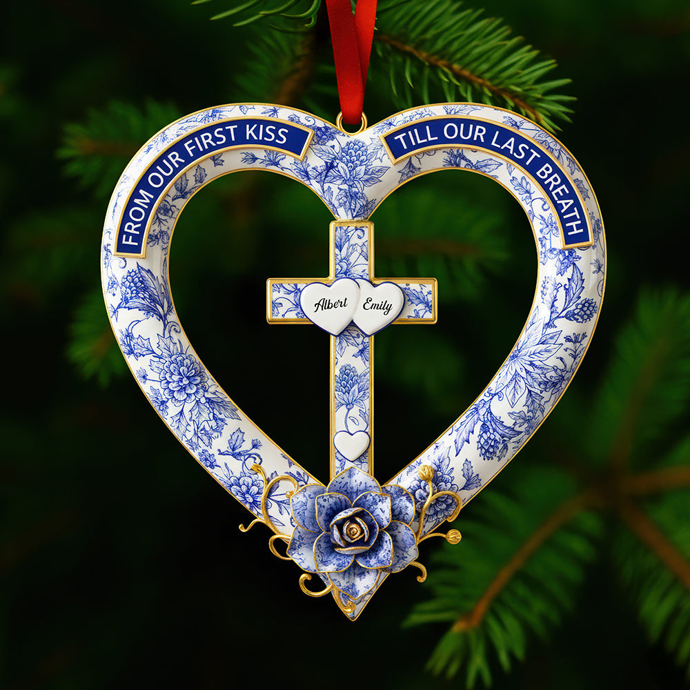 From Our First Kiss Till Our Last Breath - Personalized Christian Couple Christmas Ornament Ornament MagicInPrints