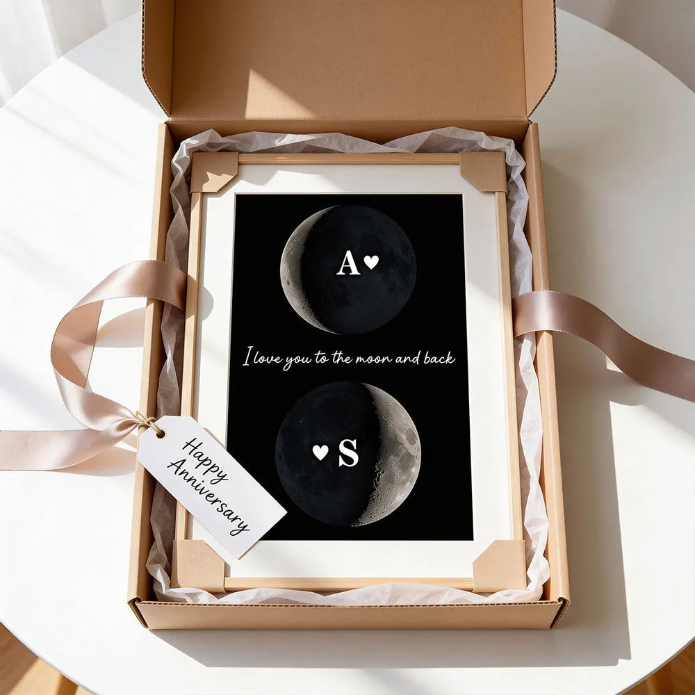 Personalized Moon Phase Wall Art for Couples - Romantic Valentine's Gift Poster or Canvas MagicInPrints