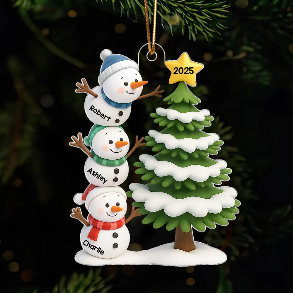 Personalized Snowman Family Christmas Ornament - Holiday Decoration 2025 Ornament MagicInPrints