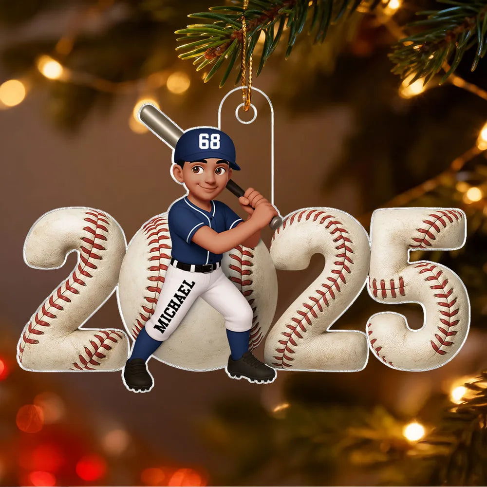 Personalized Baseball Ornament for Kids - Custom Name and Year 2025 Ornament MagicInPrints