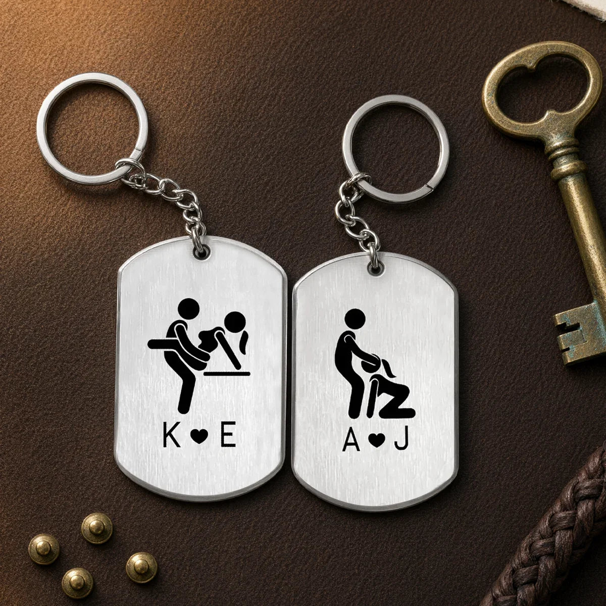 Personalized Metal Keychain Unique Romantic Gift for Couple