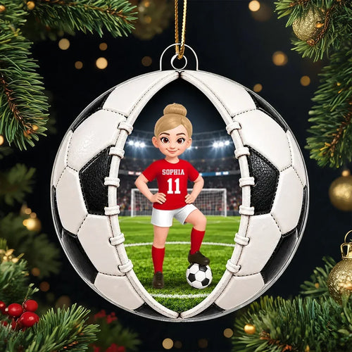 Personalized Acrylic Soccer Ornament Gift for Daughter - Unique Christmas Keepsake