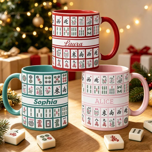 Personalized Two-Tone Mug with Mahjong Tiles Gift for Friends