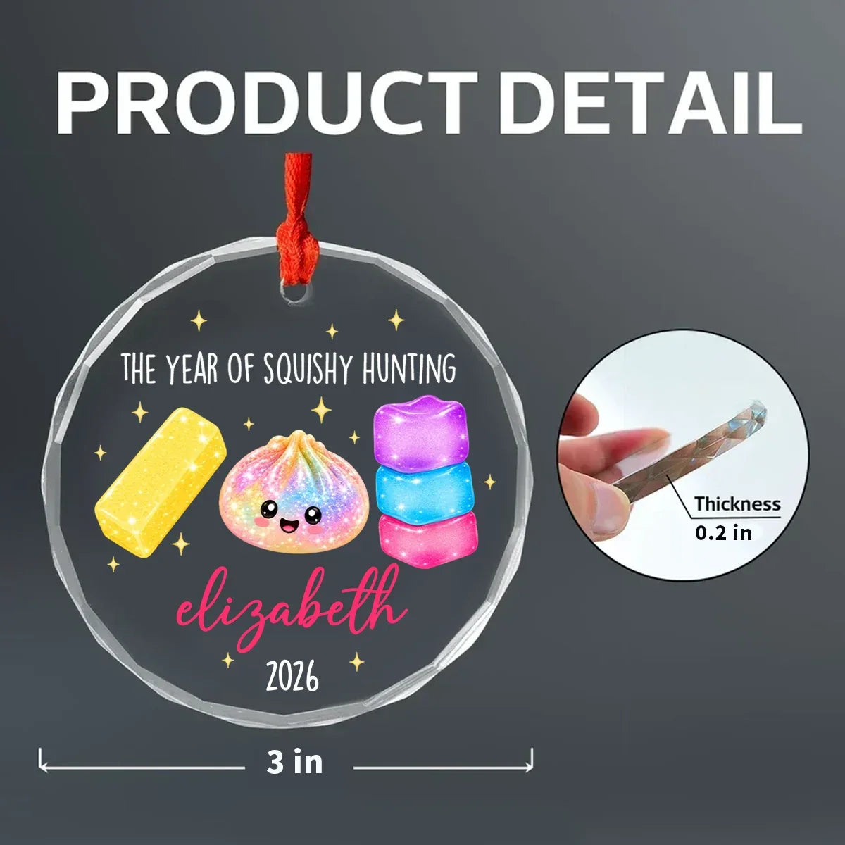 Personalized Colorful Squishy Crystal Ornament Gift for Kids