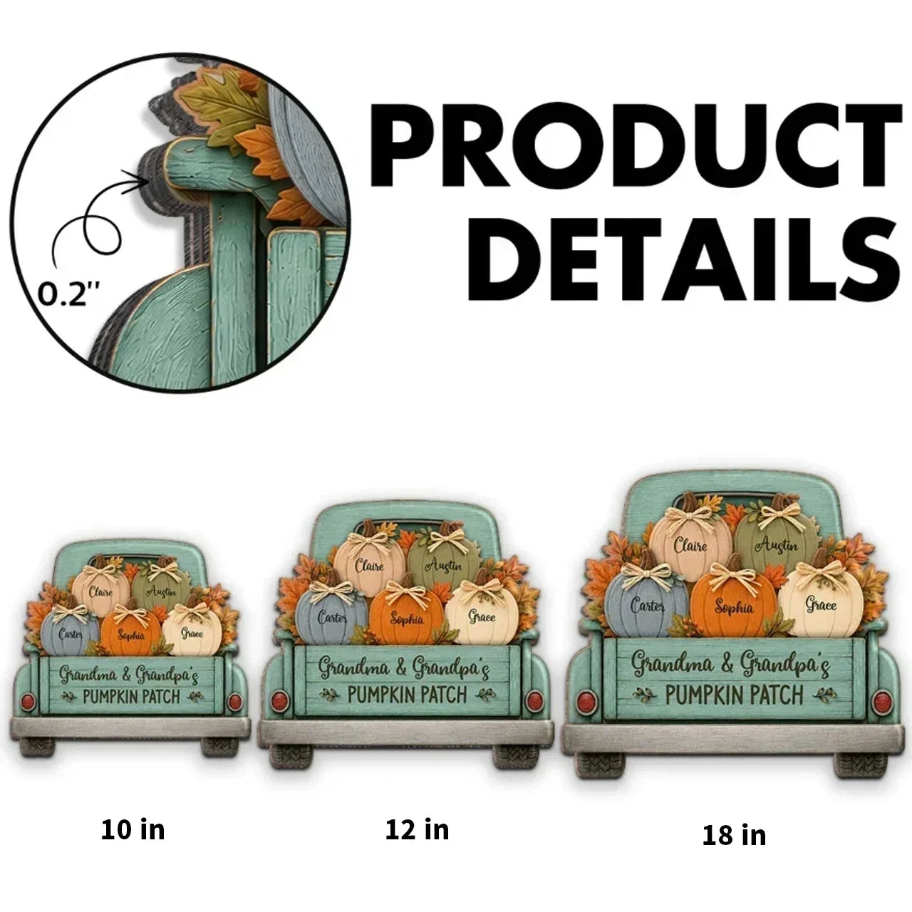 Personalized Wooden Pumpkin Truck Sign Gift for Grandparents