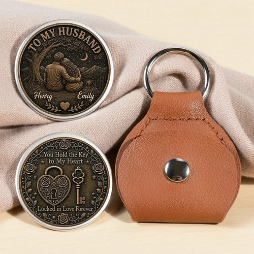 Personalized Pocket Hug Keychain Gift for Husband Love Token