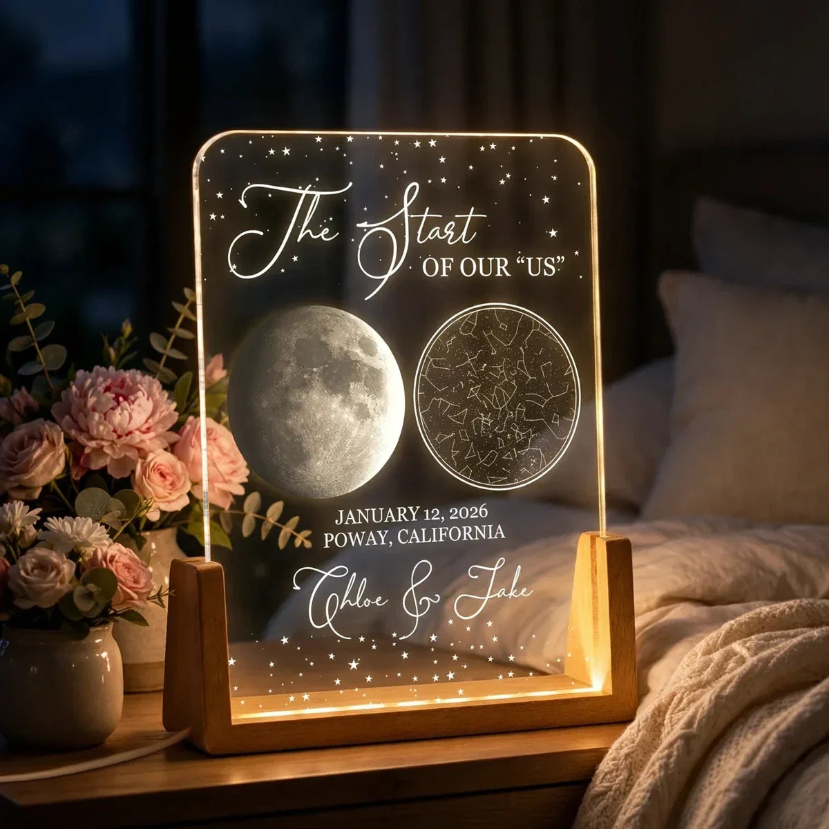 Personalized Star Map LED Light Frame Gift for Couples