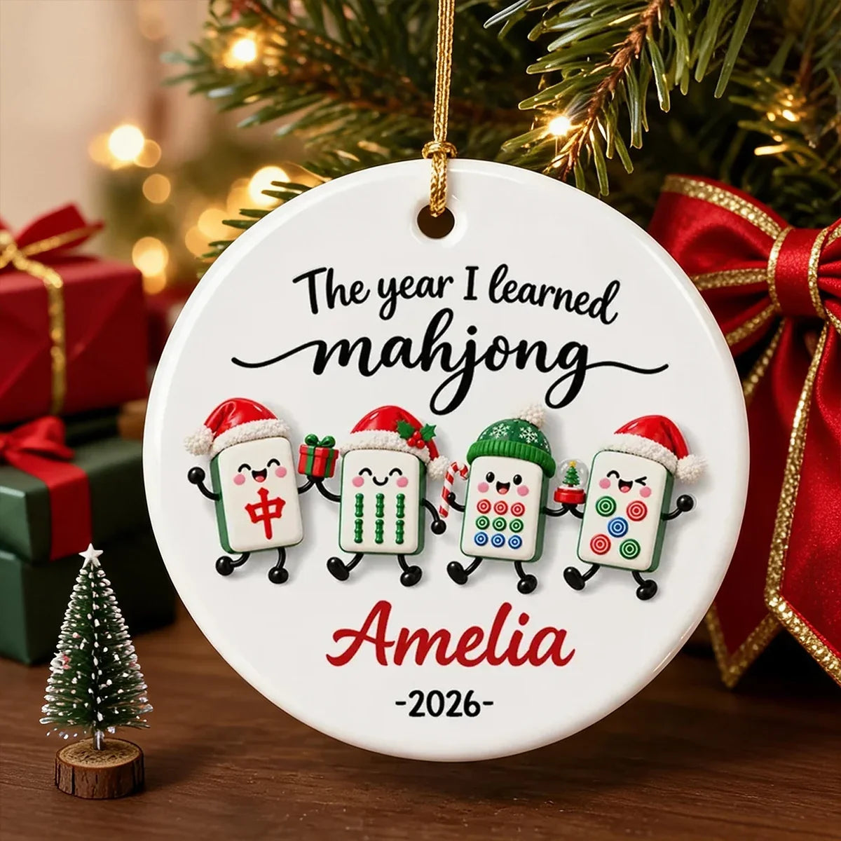 Personalized Mahjong Ornament Custom Name Gift for Players