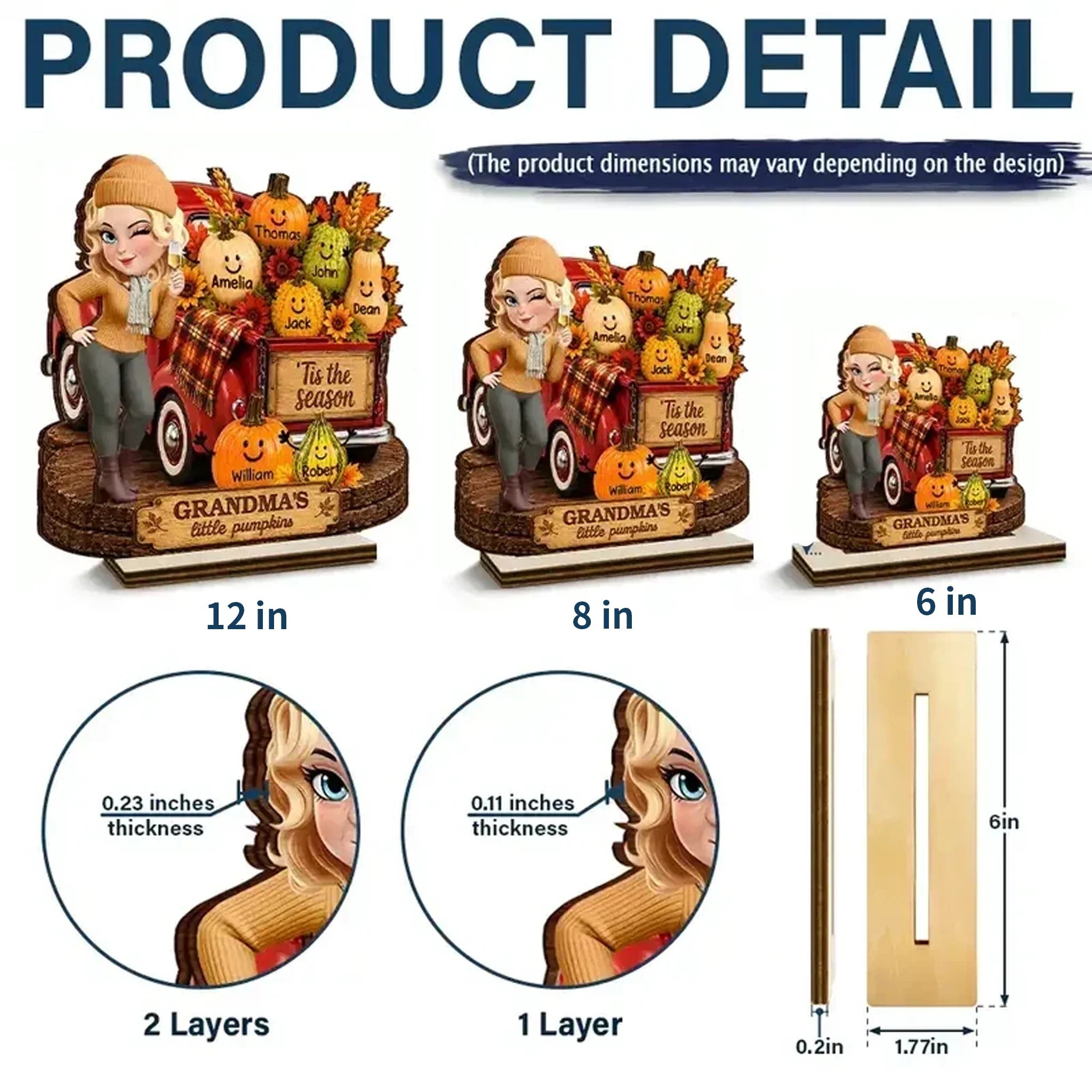 Personalized Wooden Plaque for Grandma with Red Truck & Pumpkins - Unique Fall Gift