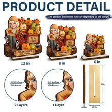 Load image into Gallery viewer, Personalized Wooden Plaque for Grandma with Red Truck &amp; Pumpkins - Unique Fall Gift
