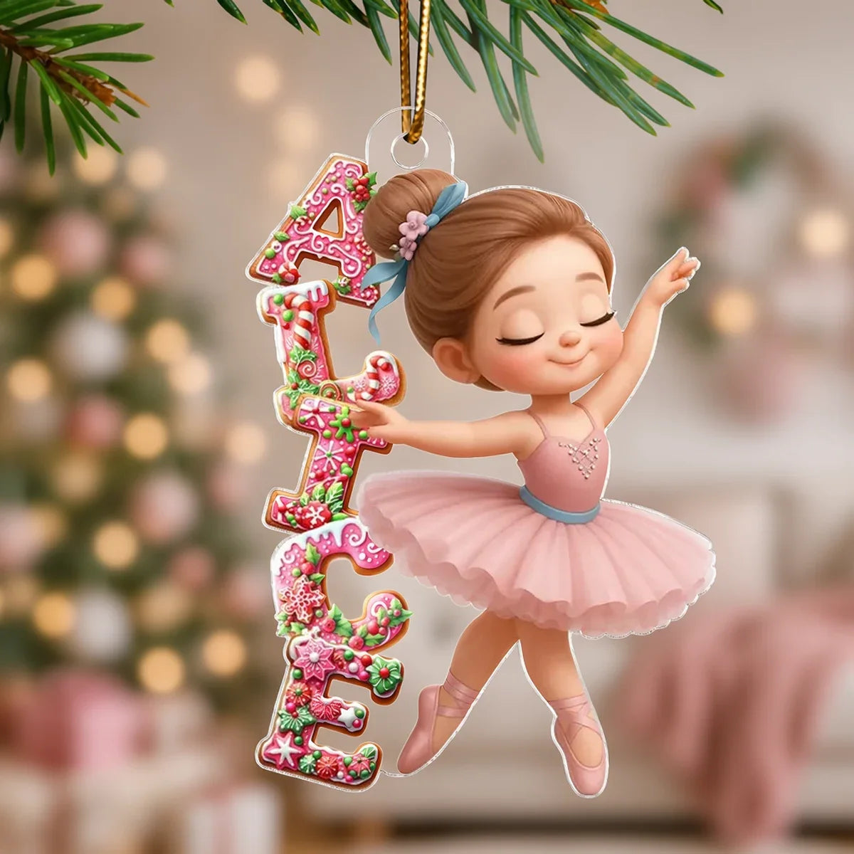 Personalized Acrylic Christmas Ornament Ballerina Gift for Girls