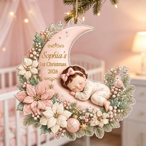 Personalized Acrylic Ornament Baby's First Christmas Gift for Mom & Dad