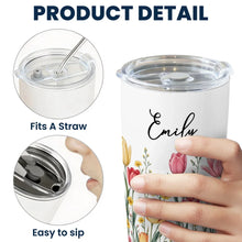 Load image into Gallery viewer, Personalized Insulated Travel Tumbler Custom Floral Gift for Sister
