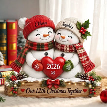 Load image into Gallery viewer, Personalized Thick Wooden Plaque Snowman Couple Gift for Christmas
