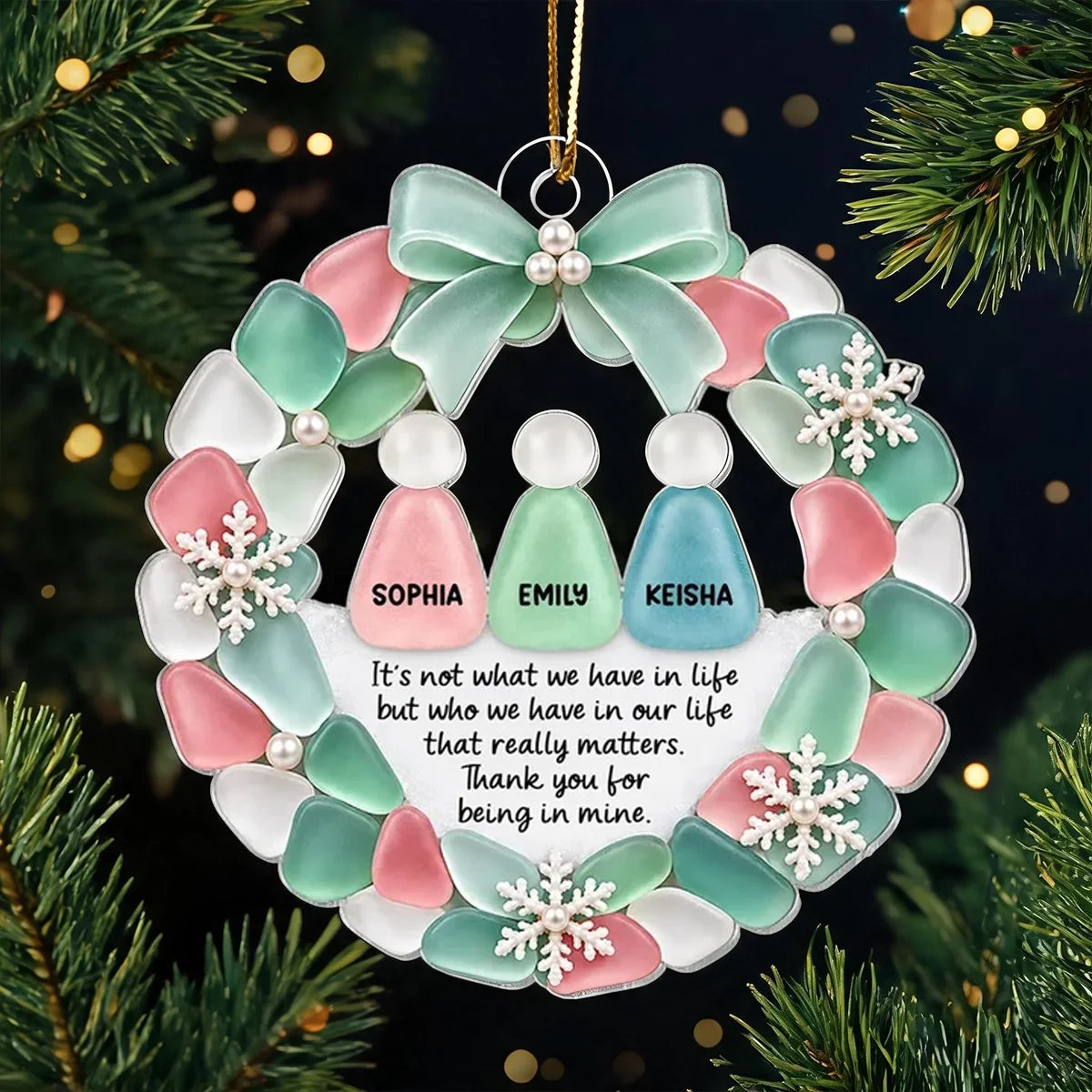 Personalized Acrylic Ornament Heart Wreath Gift for Best Friend