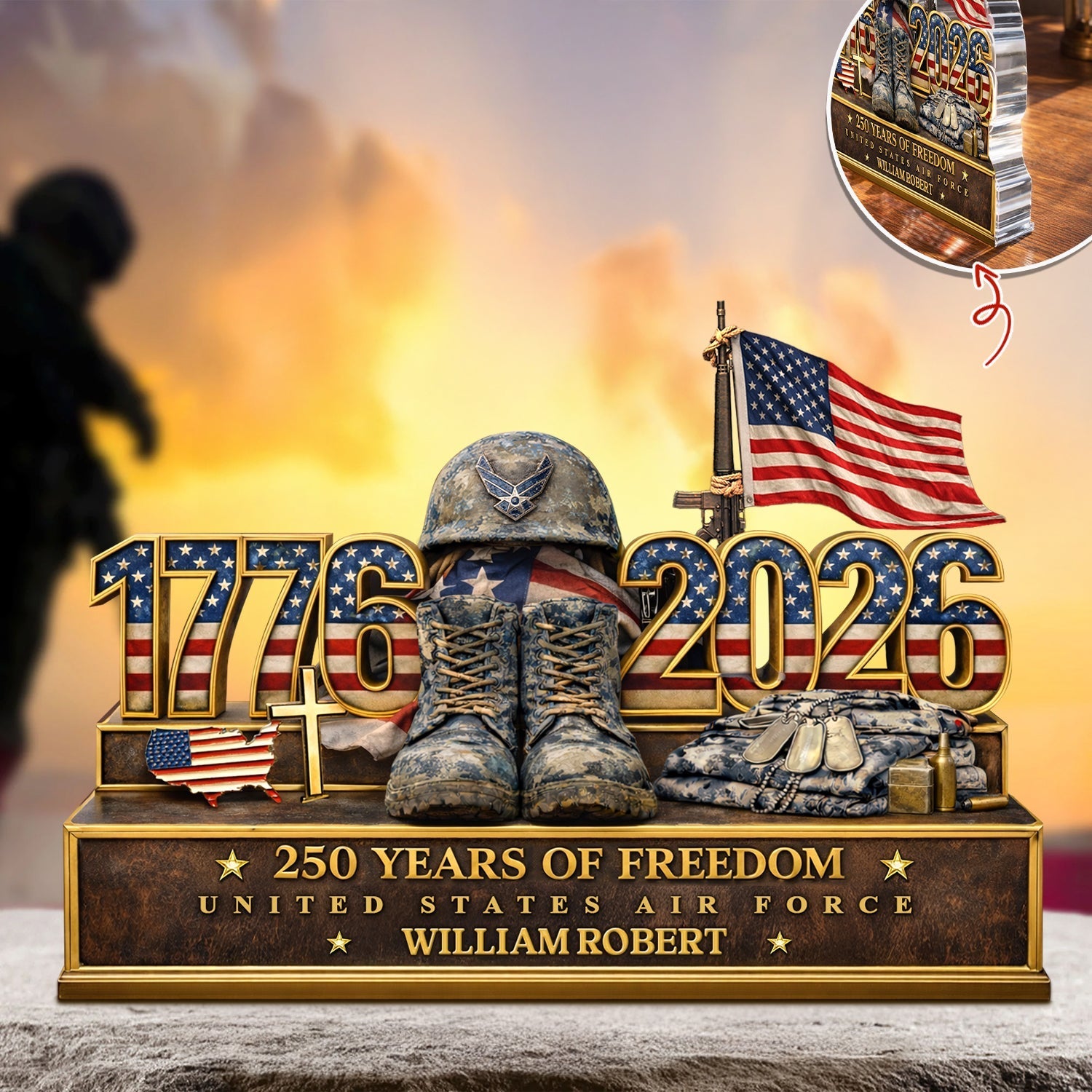 Personalized Military Tribute Plaque for Veterans - 250 Years of Freedom Plaque MagicInPrints